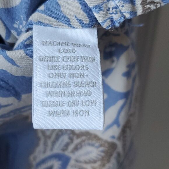 CHARTER CLUB EMBROIDERED COTTON FLORAL TUNIC SIZE 10 BOHO BLUE BEIGE SLEEVELESS - Picture 7 of 8